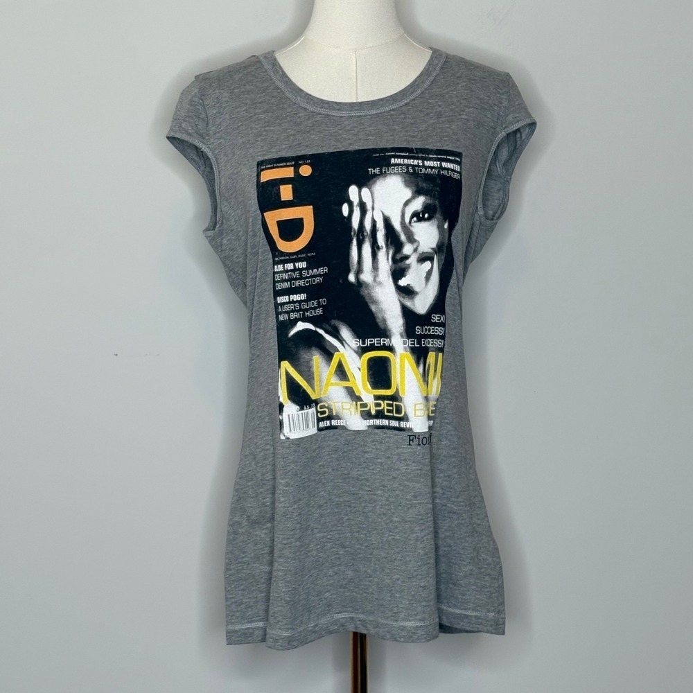 Fiorucci x Naomi Campbell Crewneck Gray Cotton Shirt Womens Size Large
